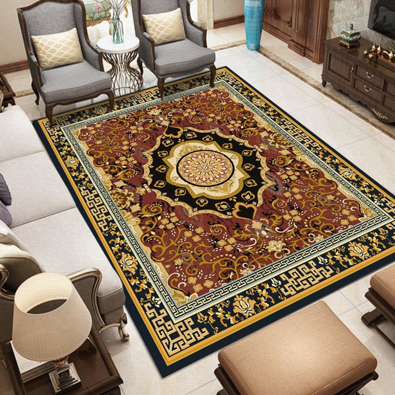 Moroccan Medallion Print Carpet Nostalgia	Carpet Polyester Stain Resistant Carpet for Home Decor