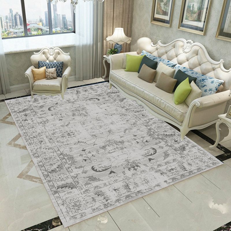 Distinctive Whitewash Indoor Rug Vintage Ethnic Area Carpet Anti-Slip Backing Rug for Home Decor