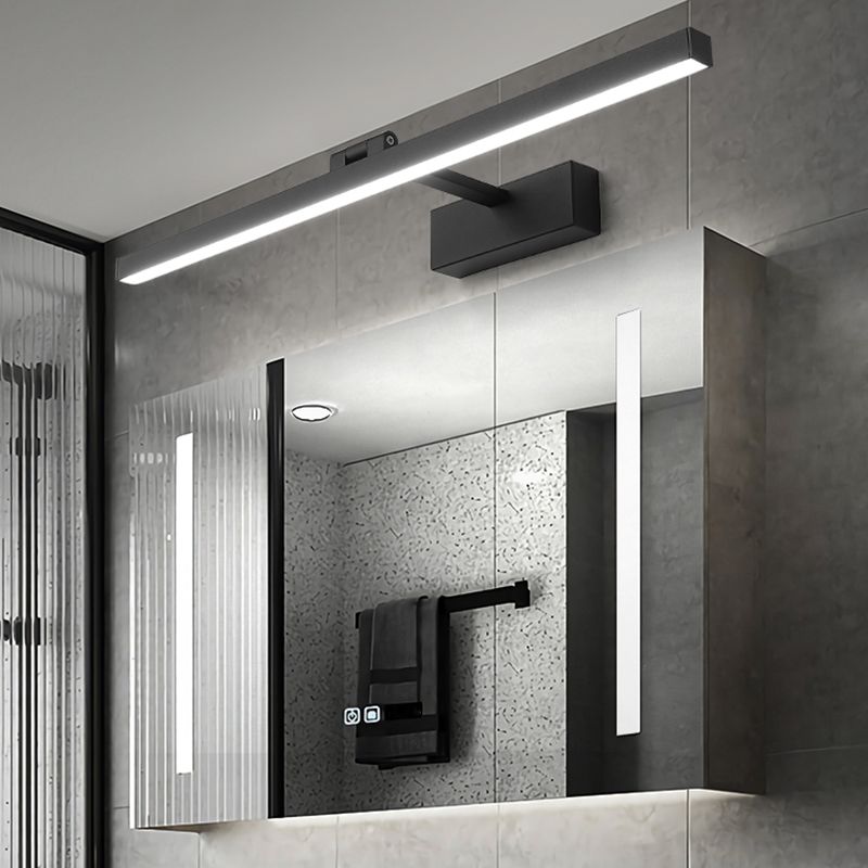 Mont à montage mural linéaire noir moderne lampe murale en métal à 1 lumière pour salle de bain