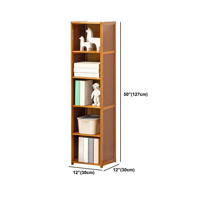 Contemporary Bamboo Book Shelf Closed Back Brown Shelf Bookcase for Home