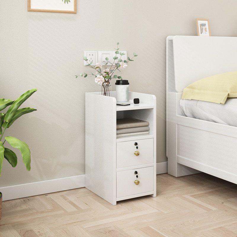 Modern Open Storage Bed Nightstand Drawers Included Rubber Wood Night Table for Bedroom