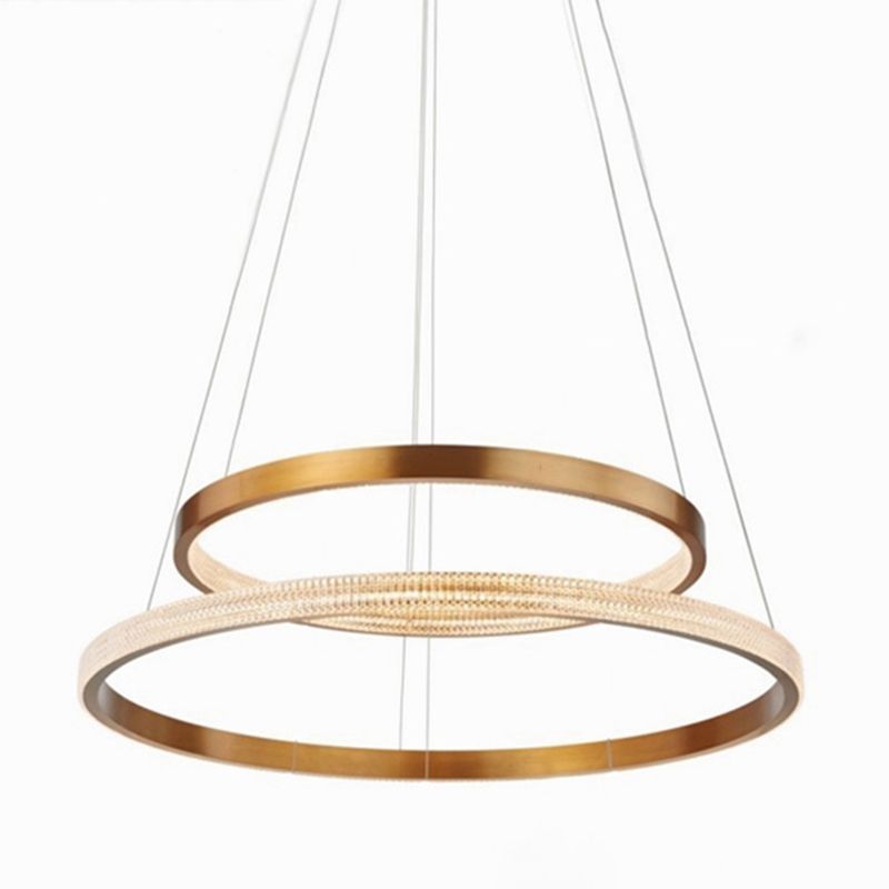 Circle Shade Metal Chandelier Lights Assemblées d'éclairage de lustre moderne en or