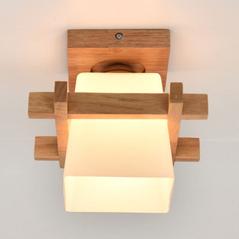 Indoor Porch Decoration Semi Flush Mount Lighting Modern Style Wooden Semi Flush Chandelier