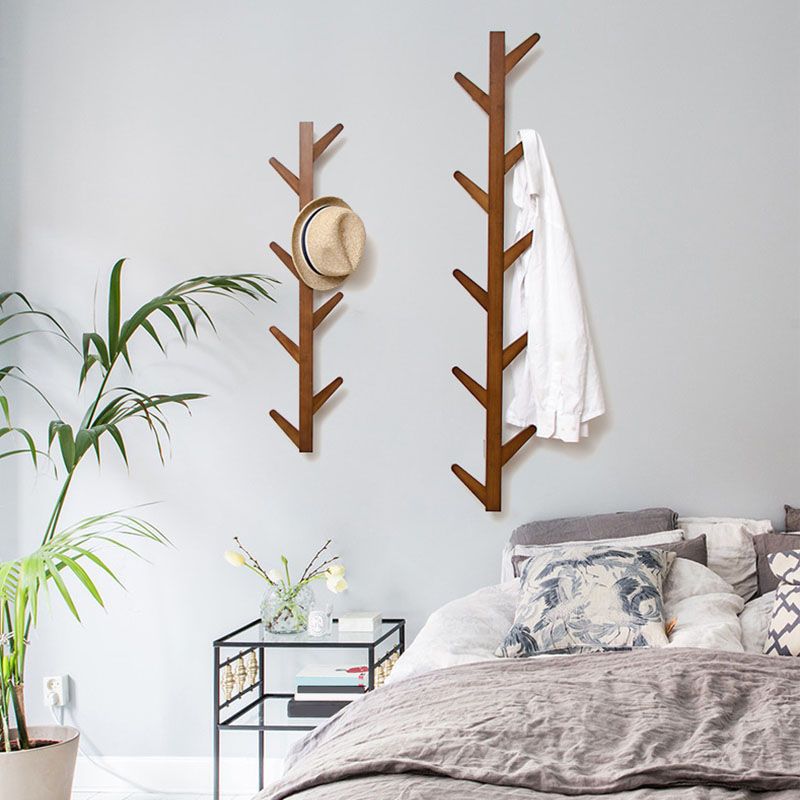 Wall Mounted Coat Hanger Modern Simple Wooden Coat Hanger with Hooks