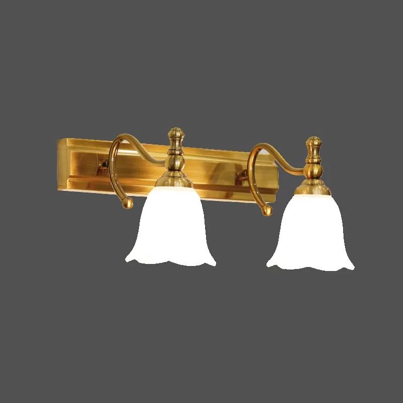 Gold Flared Wall Sconce Lighting Traditional Glass Bathroom Wall Mounted Light Fixture