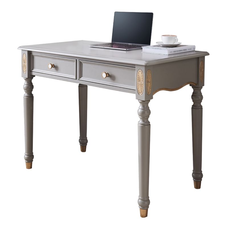 Glam Writing Desk Rectangular Parsons Base Office Desk with Drawers