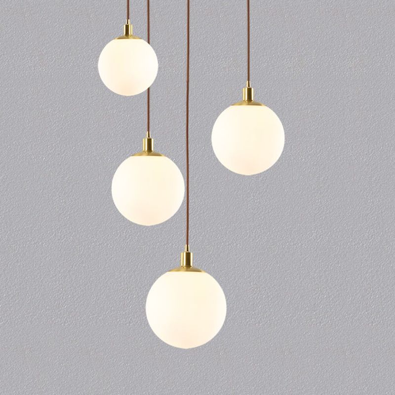 1 Light Spherical Pendant Lamp Modern Minimalist Opal  Glass Hanging Lamp for Living Room