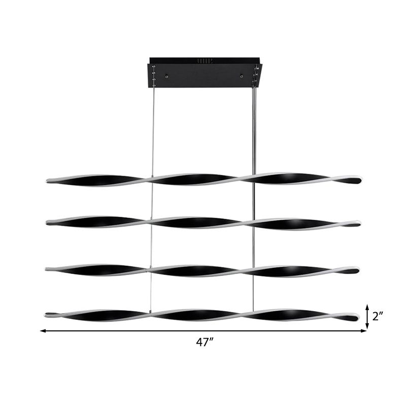 Contemporary LED Chandelier Light with Acrylic Black Spiral Pendant Light for Dining Room