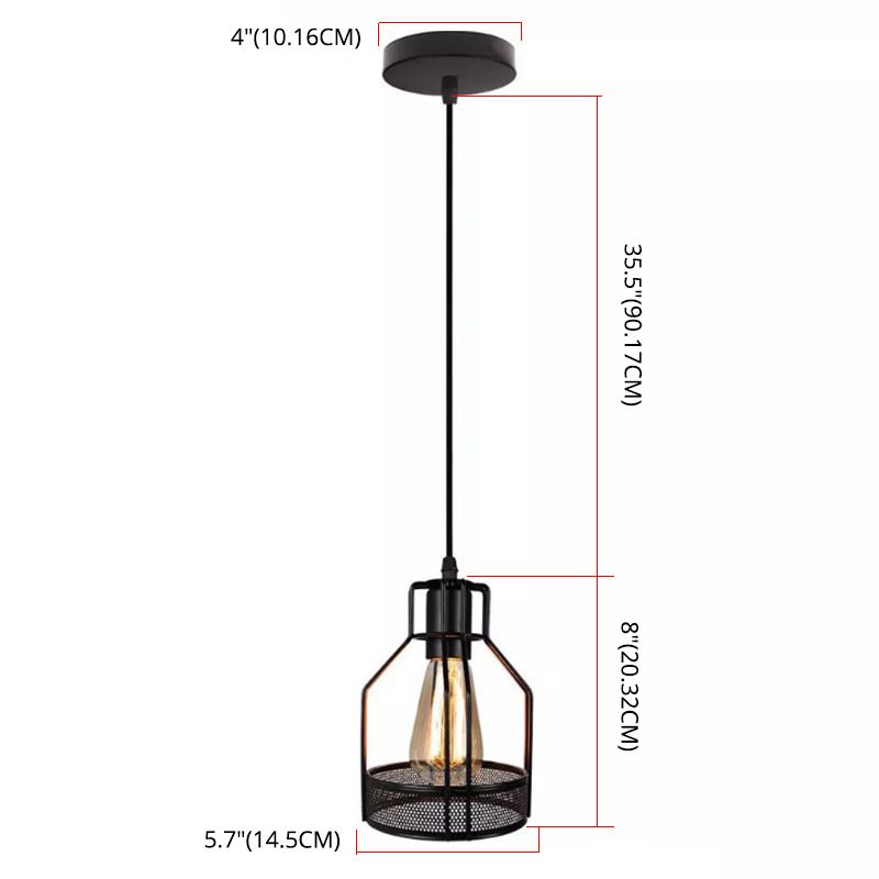 Black Metal Pendant Light Light Indsutrial Retro Bird Cage Hanging Lamping pour restaurant