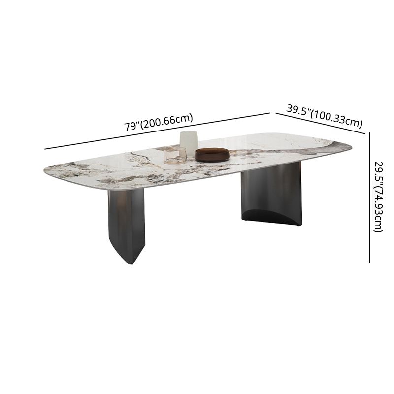 Standard Sintered Stone Top Dining Set with Black Metallic Legs for Kitchen