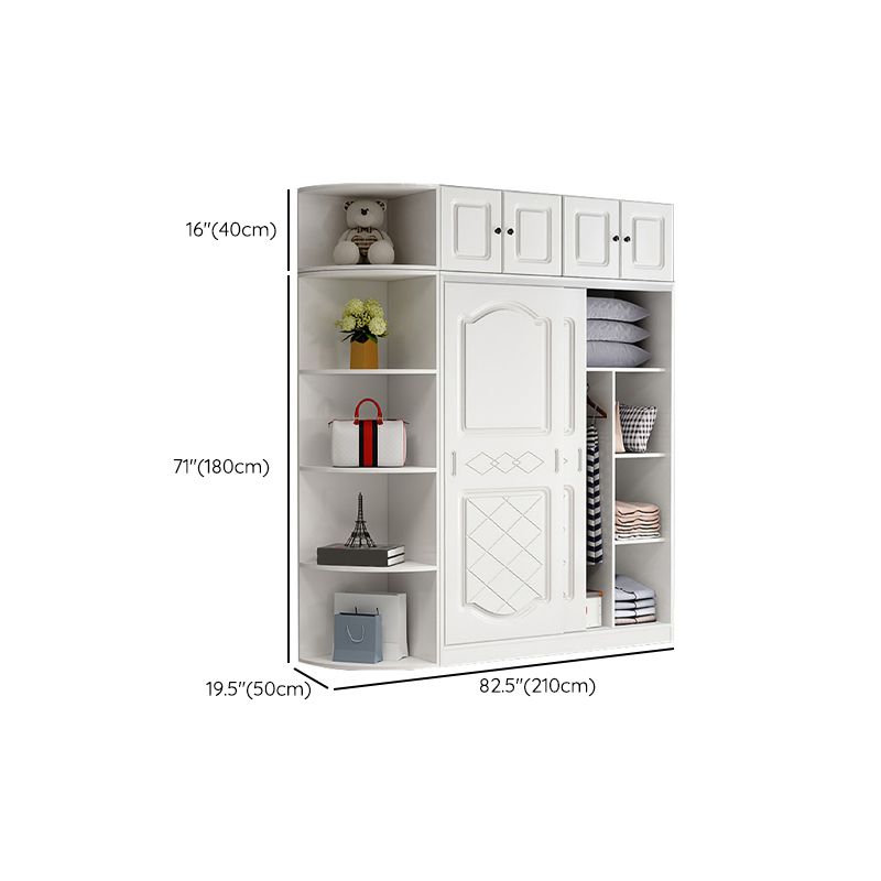 Manufactured Wood Kids Closet Modern Style Shelved Wardrobe Closet in White