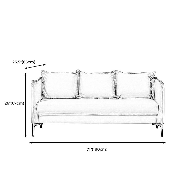 Contemporary Three Pillow Back Sofa with Tuxedo Arm for Apartment