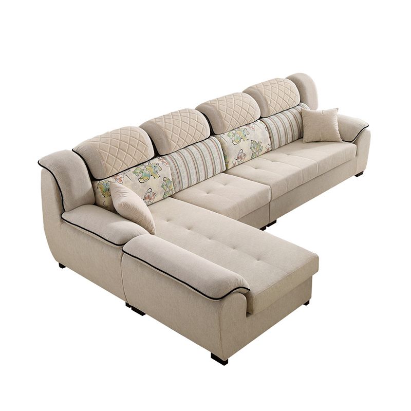 Contemporary Left Hand Facing Sectional 4-Seater Sofa with Pillow Back Cushions