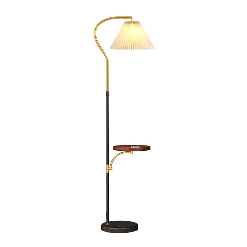 Classic Gathered Empire Shade Stand Up Lamp 1-Light Fabric Floor Lighting with Tray