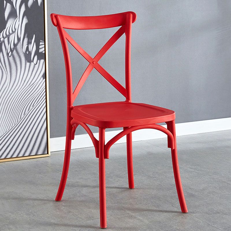 Contemporary Plastic Chair Cross Back Side Chair in Matte Finish for Home