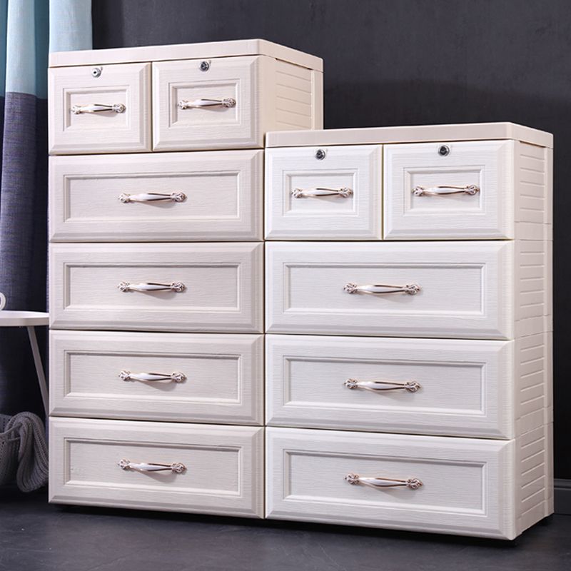 Contemporary Kids Nightstand Plastic Dresser for Kids with Drawers