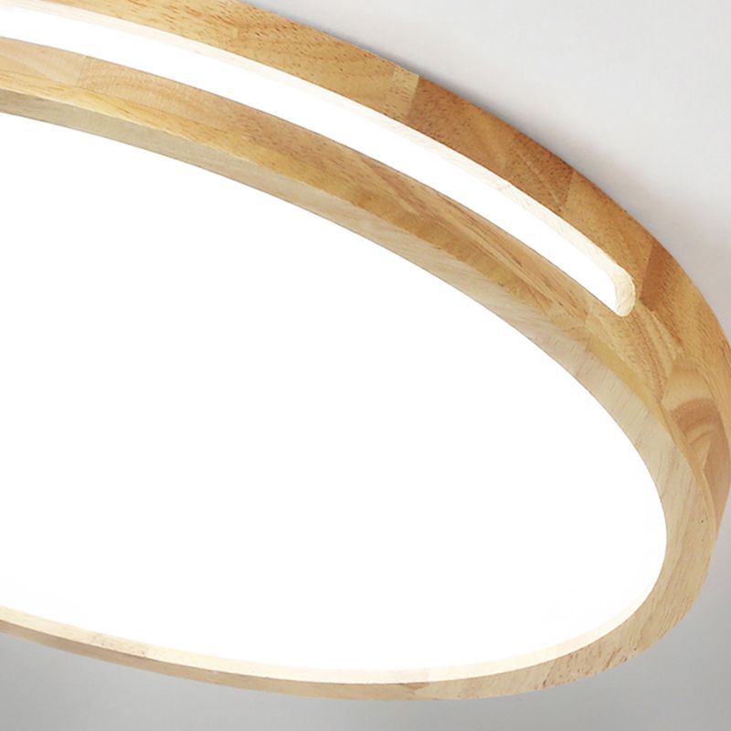 Modern Round Shape Ceiling Light Wood LED Flush Mount Light for Dining Room