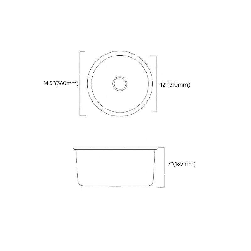 Classic Round Sink Stainless Steel Drop-In Friction Resistant Round Sink for Kitchen