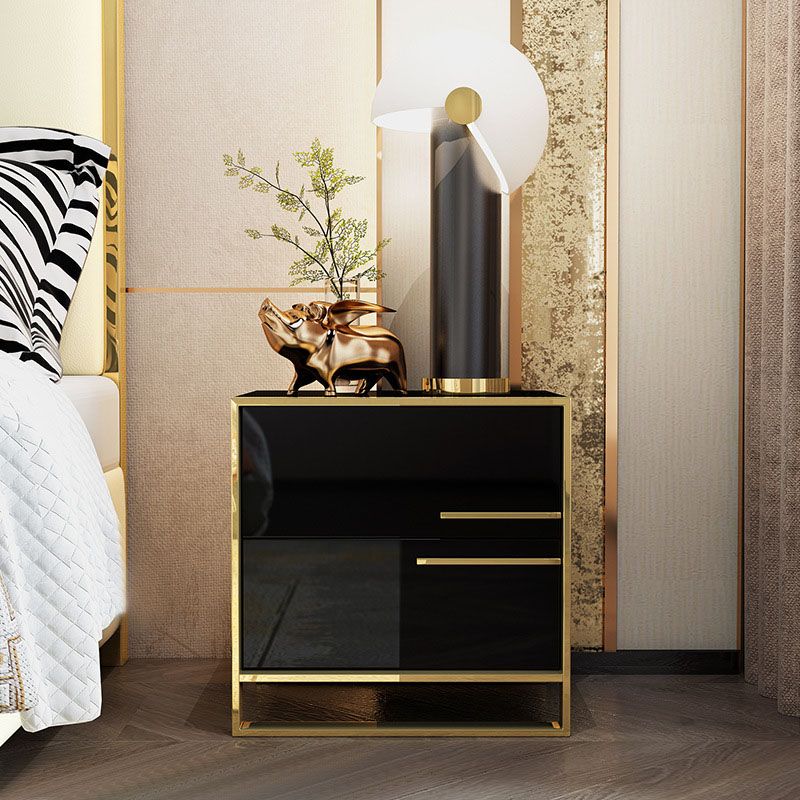 2 - Drawer Accent Table Nightstand 19.68" Tall Glam Bedside Cabinet