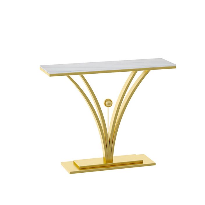 Stone Top Accent Table with Pedestal Base Console Table for Hall