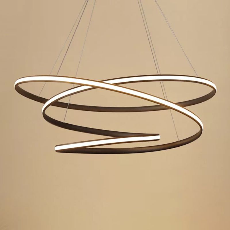 Twisted Ceiling Pendant Light Contemporary Style LED Metal Hanging Chandelier