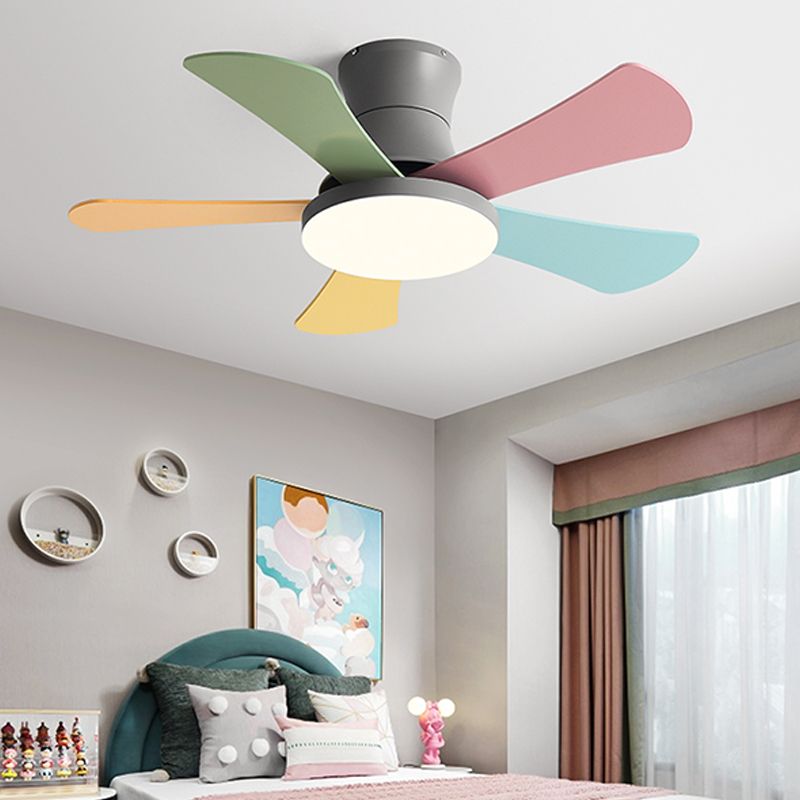 Modern Macaron Ceiling Fan Light Metal 1 Light LED Ceiling Fan for Children's Room