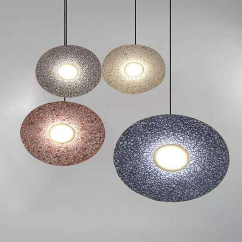 1-Light Hanging Light Fixture Modern LED Pendant Lamp with Stone Shade for Bedroom