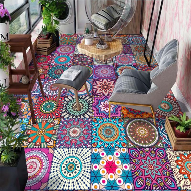 Colorful Bohemian Rug Multi-Colored Print Carpet Washable Non-Slip Backing Stain Resistant Rug for Living Room