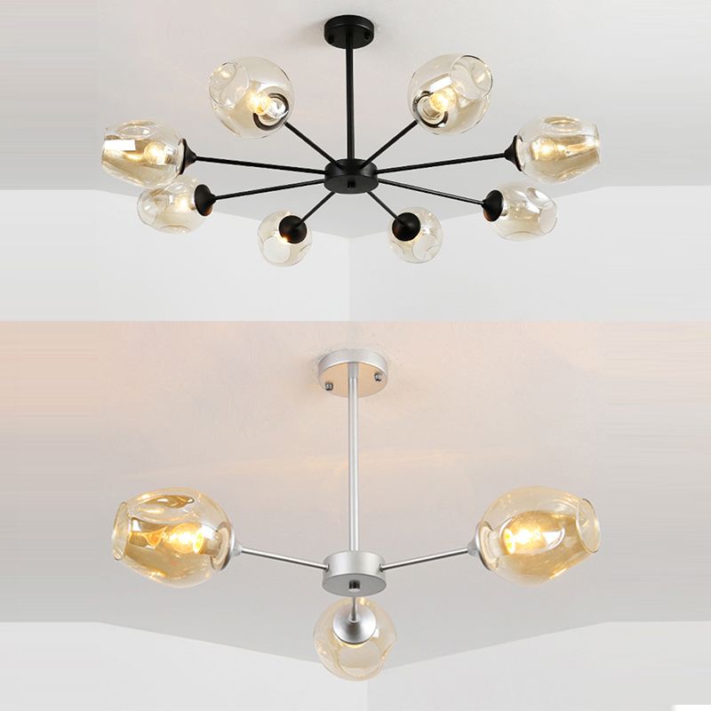 Radial Glass Chandelier Light Fixture Modern Style Chandelier Lamp for Living Room