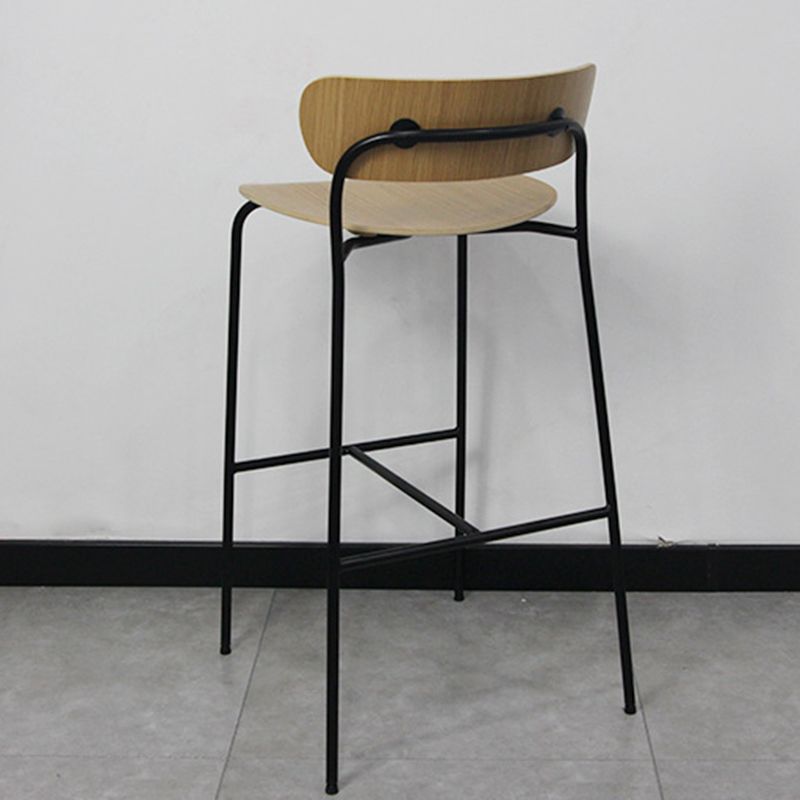 Modern Style Wood and Metal Bar Stool with Footrest Low Back Cafe Simple Bar Stool