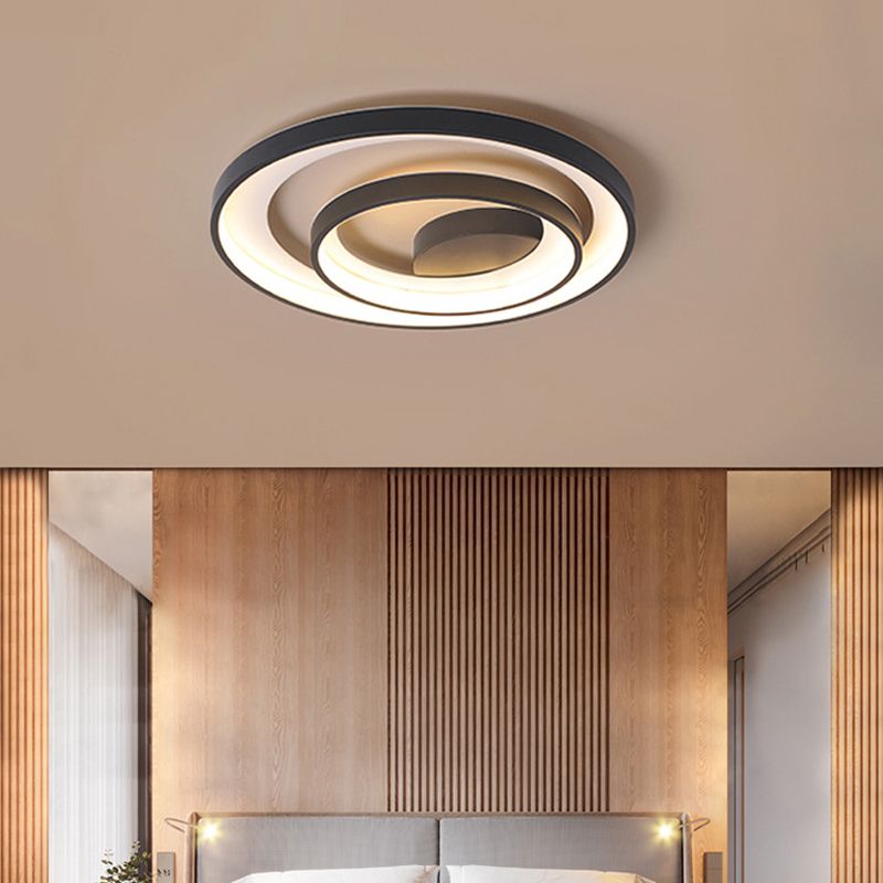 LED Circle 2 - Light Flush Mount Matte Black Iron and Acrylic Ceiling Flush