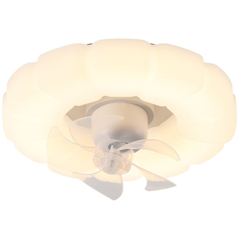 5-Blade White Ceiling Fan Modernism LED Fan with Light for Hallway