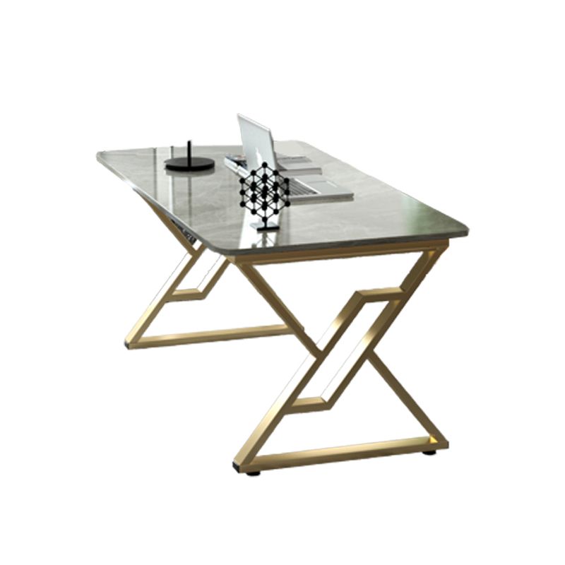 Modern Office Desk Rectangular Gold Metal Legs Writing Desk for Home and Office