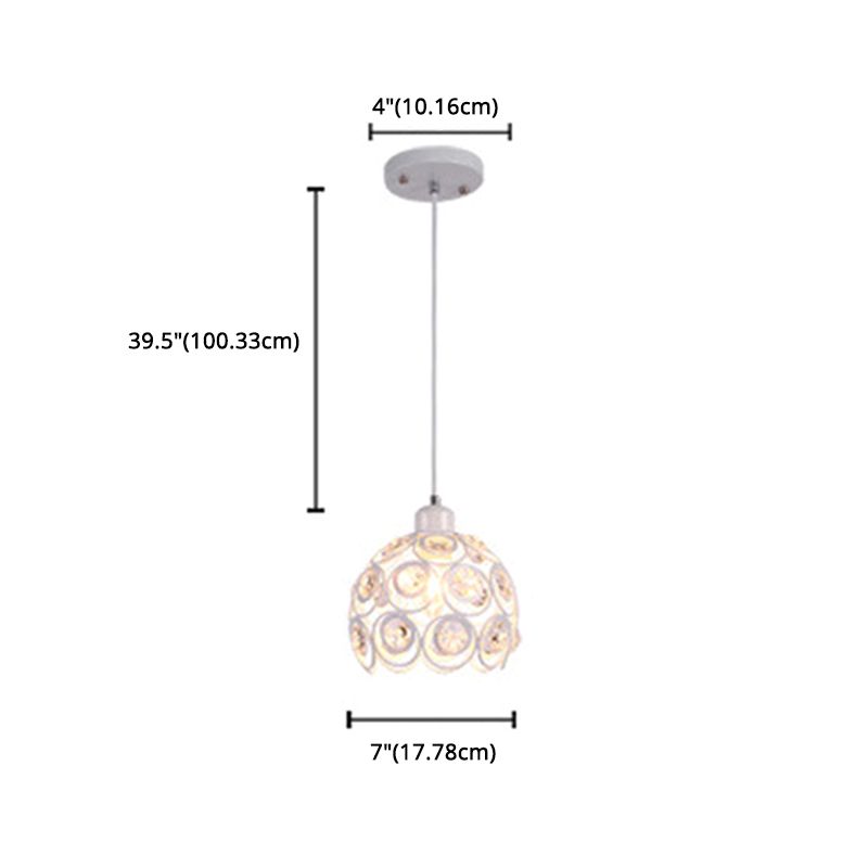 7 "Largeur de style contemporain mini cadre en métal de lampe suspendue avec luminaire d'éclairage en cristal d'éclairage