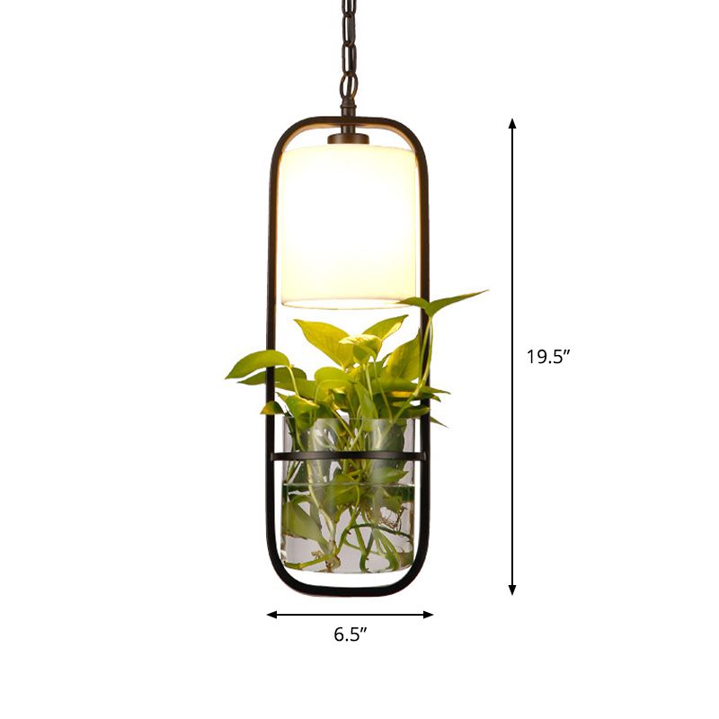 Black 1 Head Pendant Lamp Industrial Metal Rectangle LED Hanging Ceiling Light for Kitchen