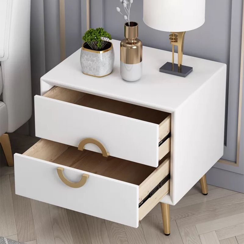 Leather Bedside Cabinet Contemporary Night Table with Drawers