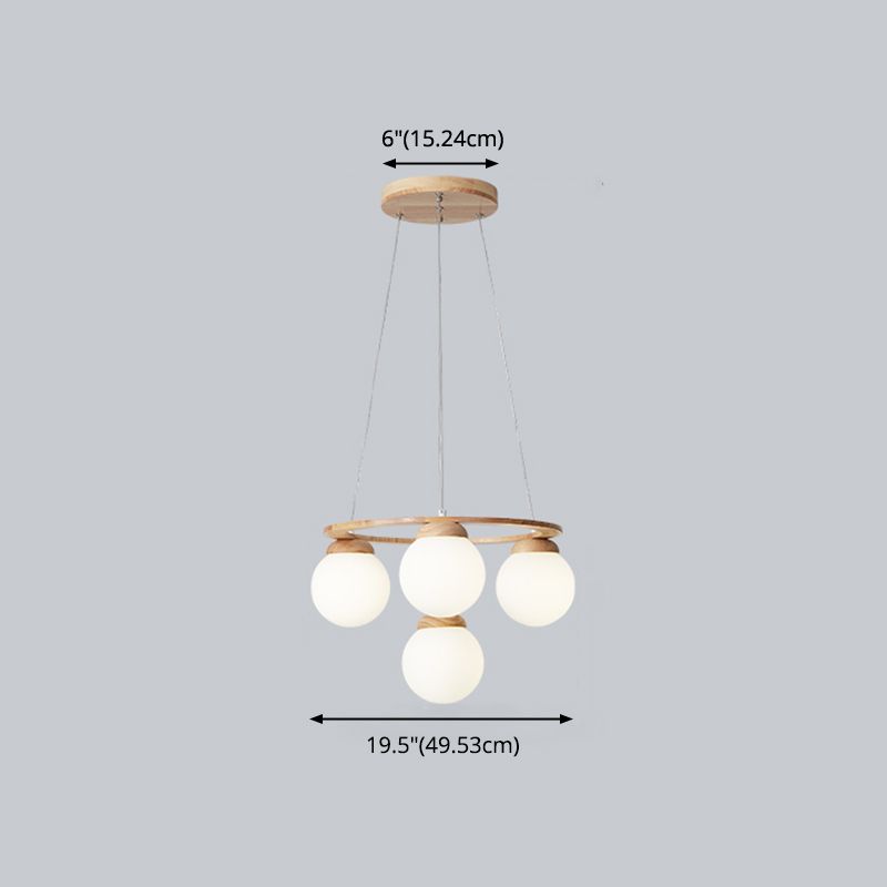 Circle Chandelier Lighting Fixture Simple Wooden Hanging Ceiling Light for Living Room