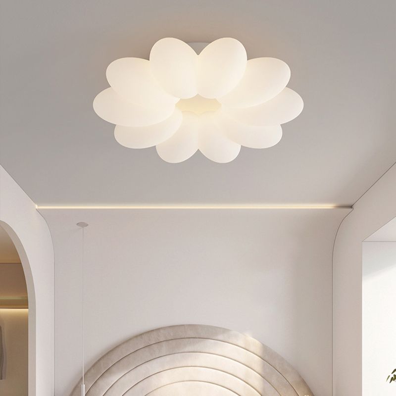 Modern LED Metal Flush Mount Flower Shape Ceiling Light with Acrylic Shade for Bedroom