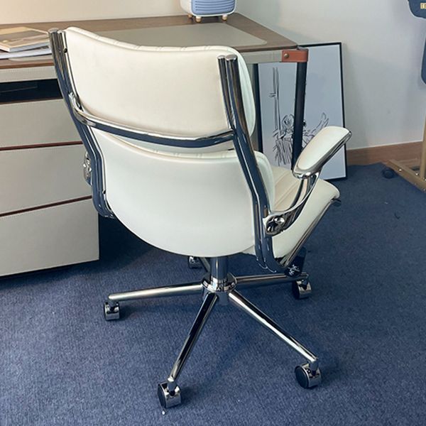 Modern Padded Arms Office Chair Leather No Distressing Ergonomic Desk Chair with Wheels