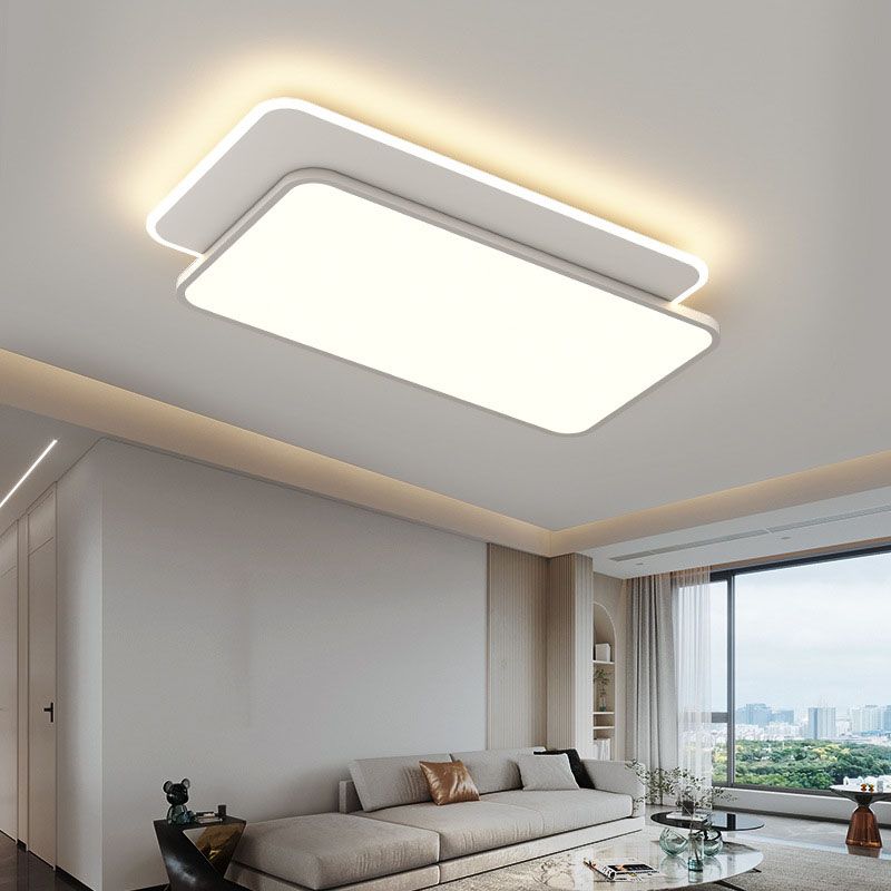 White 2-Light Flush Mount in Modern Creative Style Geometric LED Ceiling Light