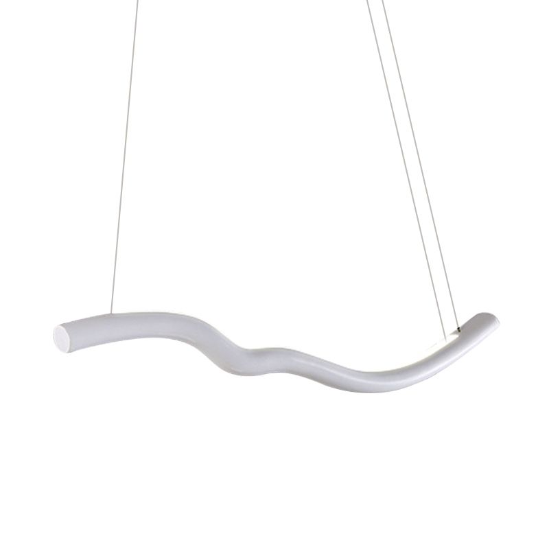 Curved Bedroom Chandelier Light Fixture Metal Simple Style LED Suspension Light in Grey/White