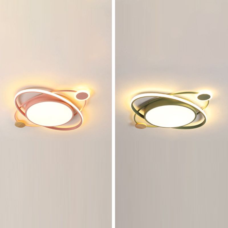 Voyant rond Fixture à cheval Macaron Metal Bedroom LED Flush Ceiling Light