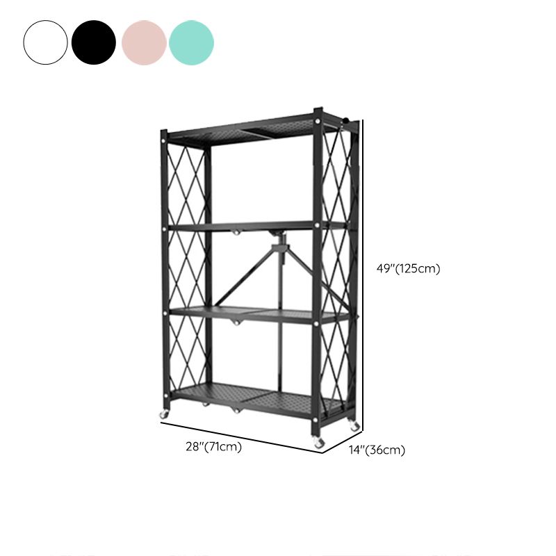 Contemporary Etagere Bookcase  Black Shelf Steel Freestanding Open Back Shelf