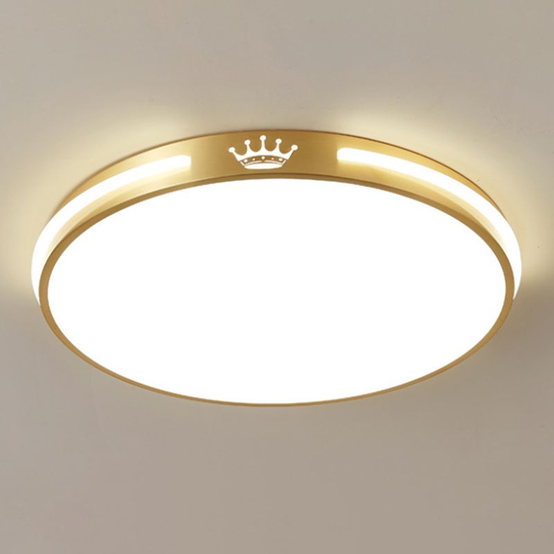 Modern Flush Mount Light Fixtures 1 Light Flush Mount Ceiling Light in Gold Finish