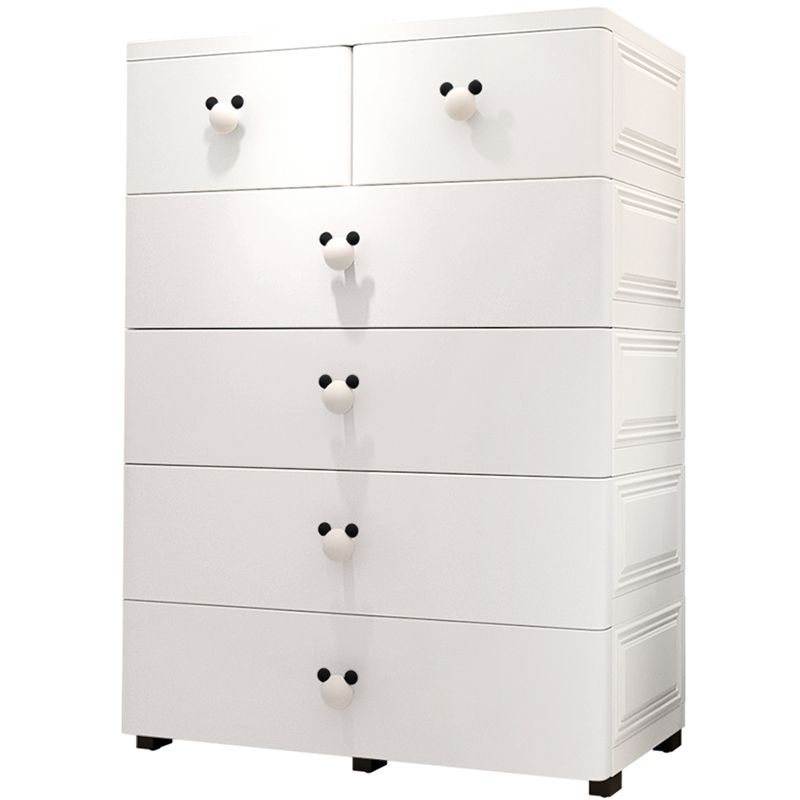 14.82 Inch Width Scandinavian Plastic Kids Nightstand with 6 Drawers