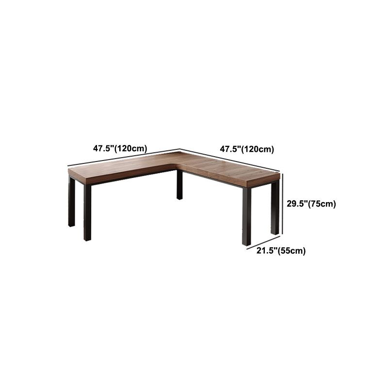 Modern L-Shape Office Desk Natural Solid Wood Writing Desk for Home