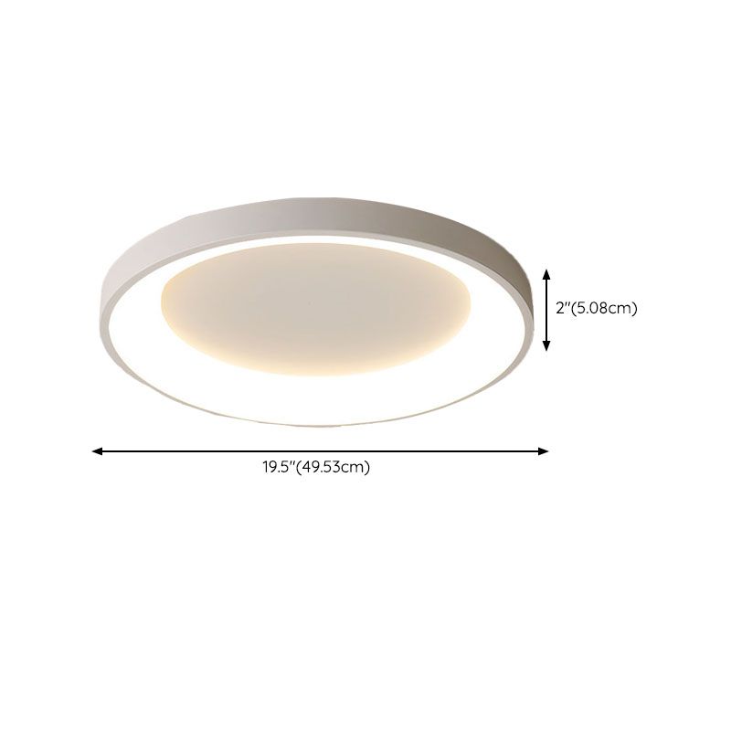 Matte White Flush Metal Contemporary Round LED Ceiling Flush Mount