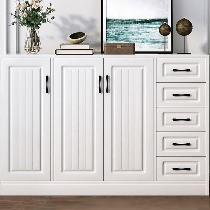 Modern White Accent Cabinet with Shelf and Wooden Drawers Cabinet