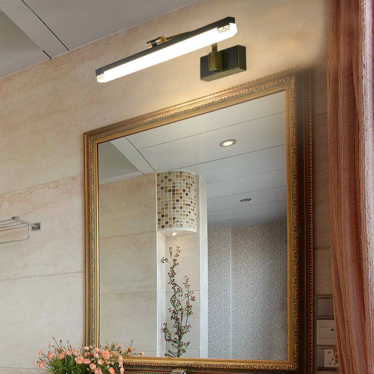 Abbazzinamento a specchio in stile cinese Luci da parete del bagno Black Metal Linear Shade LED Ambient Vanity Lighting