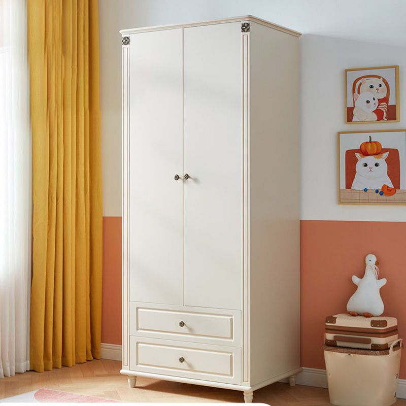 White Wooden Kids Closet 2-Drawer Urban High Gloss Kid's Wardrobe